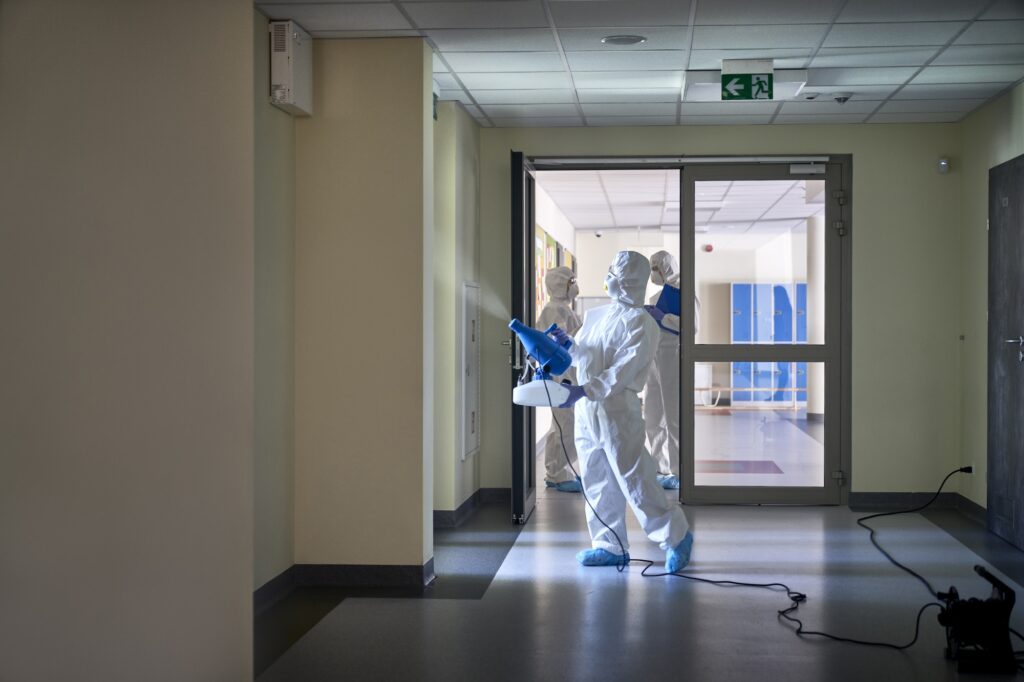 Routine disinfection of building corridor